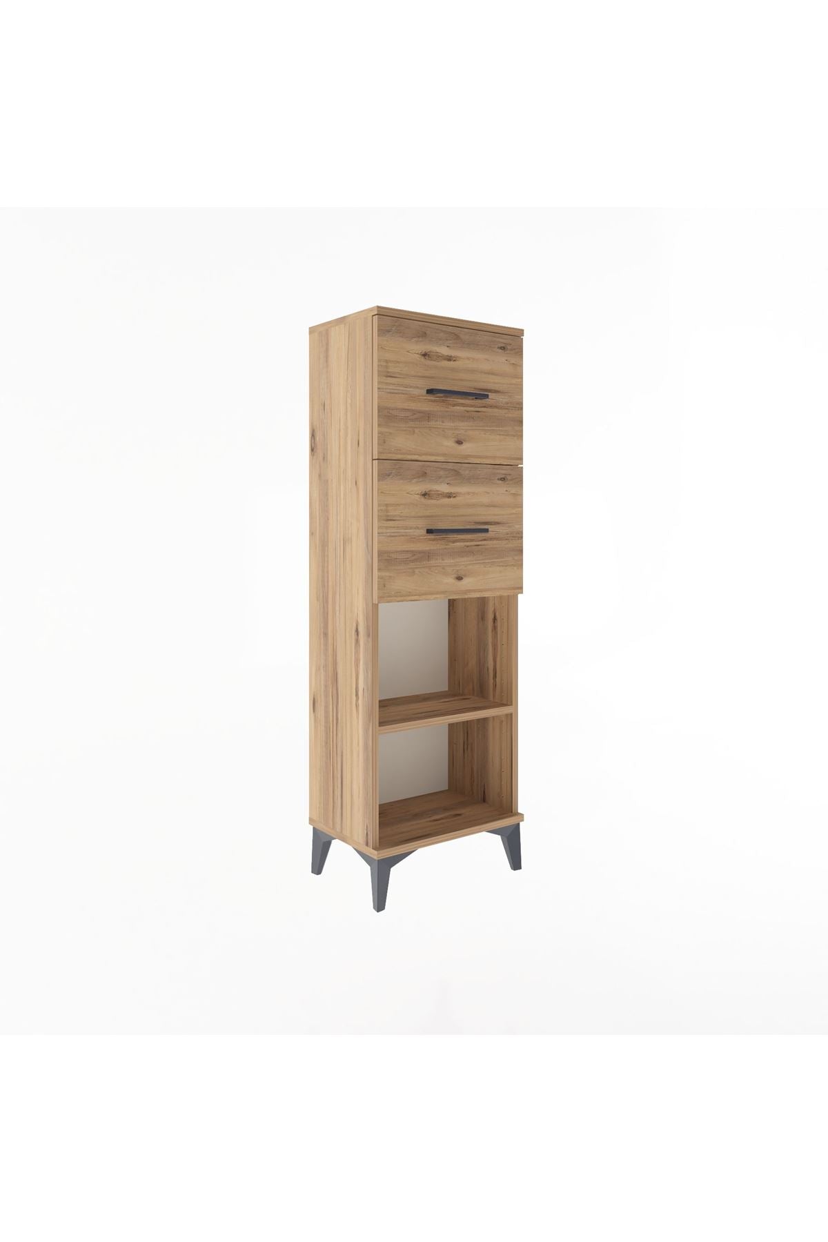 Arges Dolap Tek Raflı 2 Çekmeceli 44x30x134 Çam-Çam