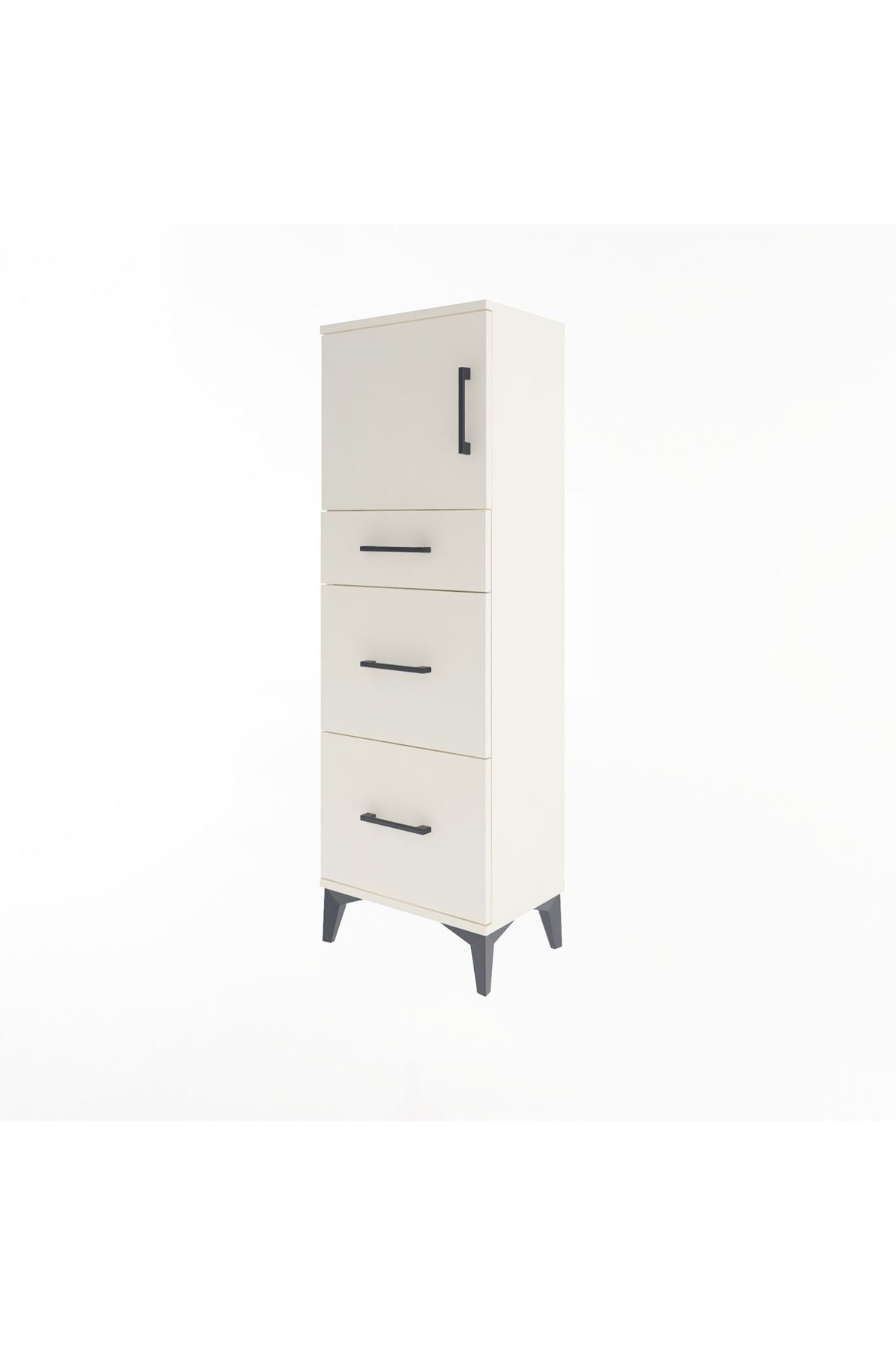 Arges Dolap Tek Raflı 3 Çekmeceli Tek Kapaklı 44x30x134 Aytaşı-Aytaşı