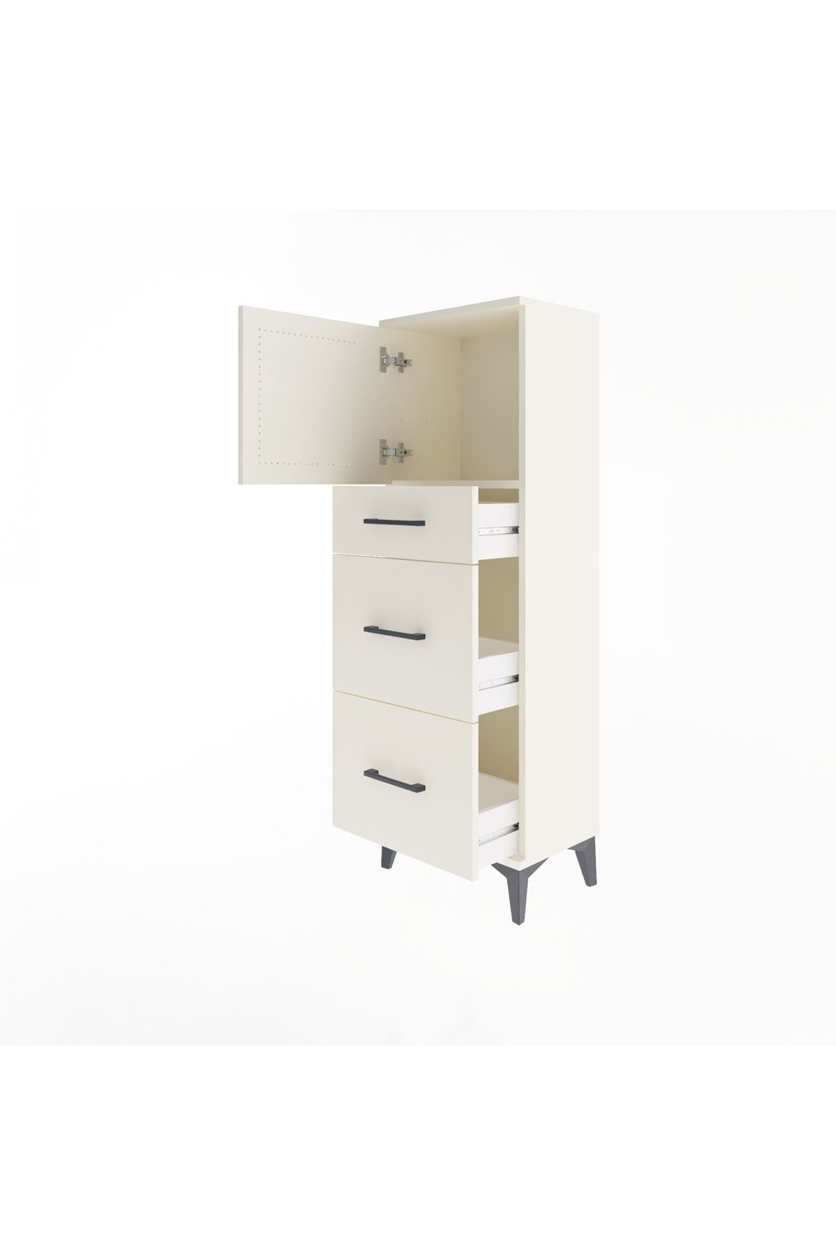 Arges Dolap Tek Raflı 3 Çekmeceli Tek Kapaklı 44x30x134 Aytaşı-Aytaşı