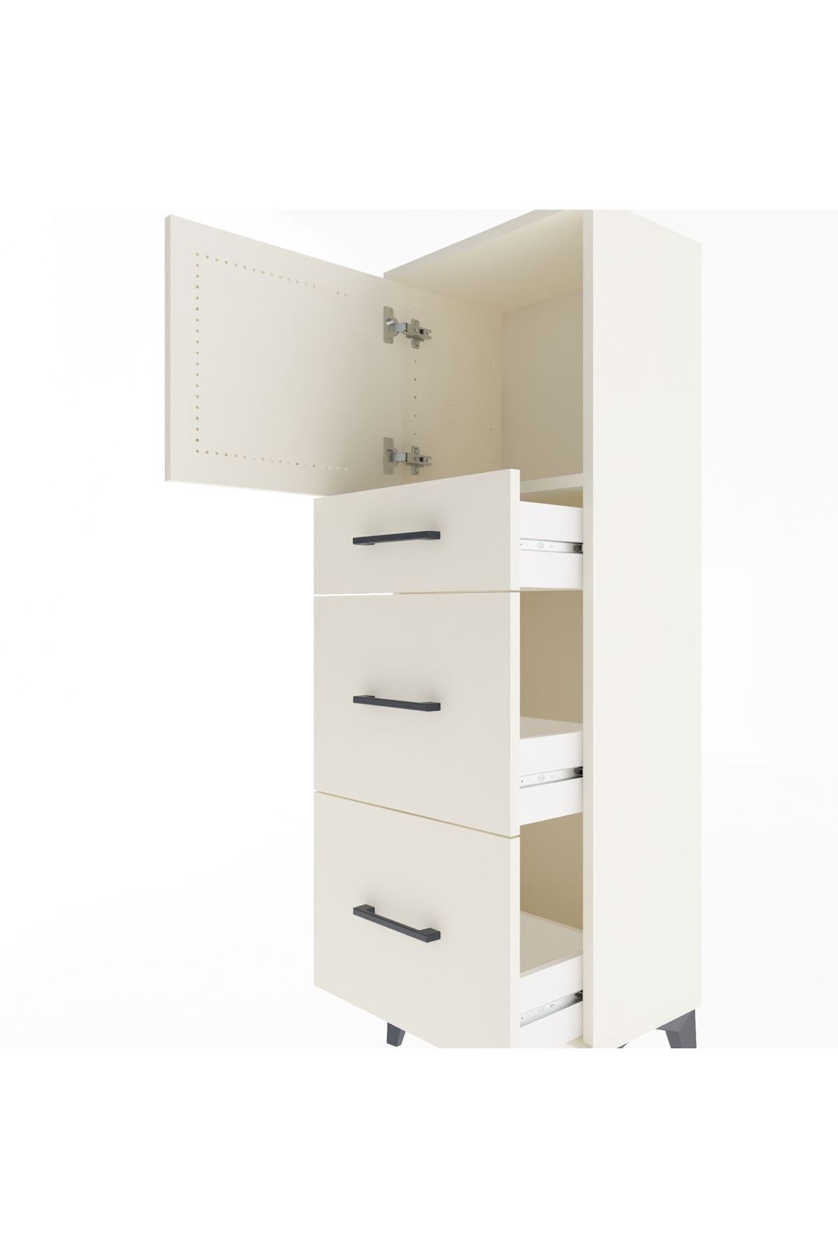 Arges Dolap Tek Raflı 3 Çekmeceli Tek Kapaklı 44x30x134 Aytaşı-Aytaşı