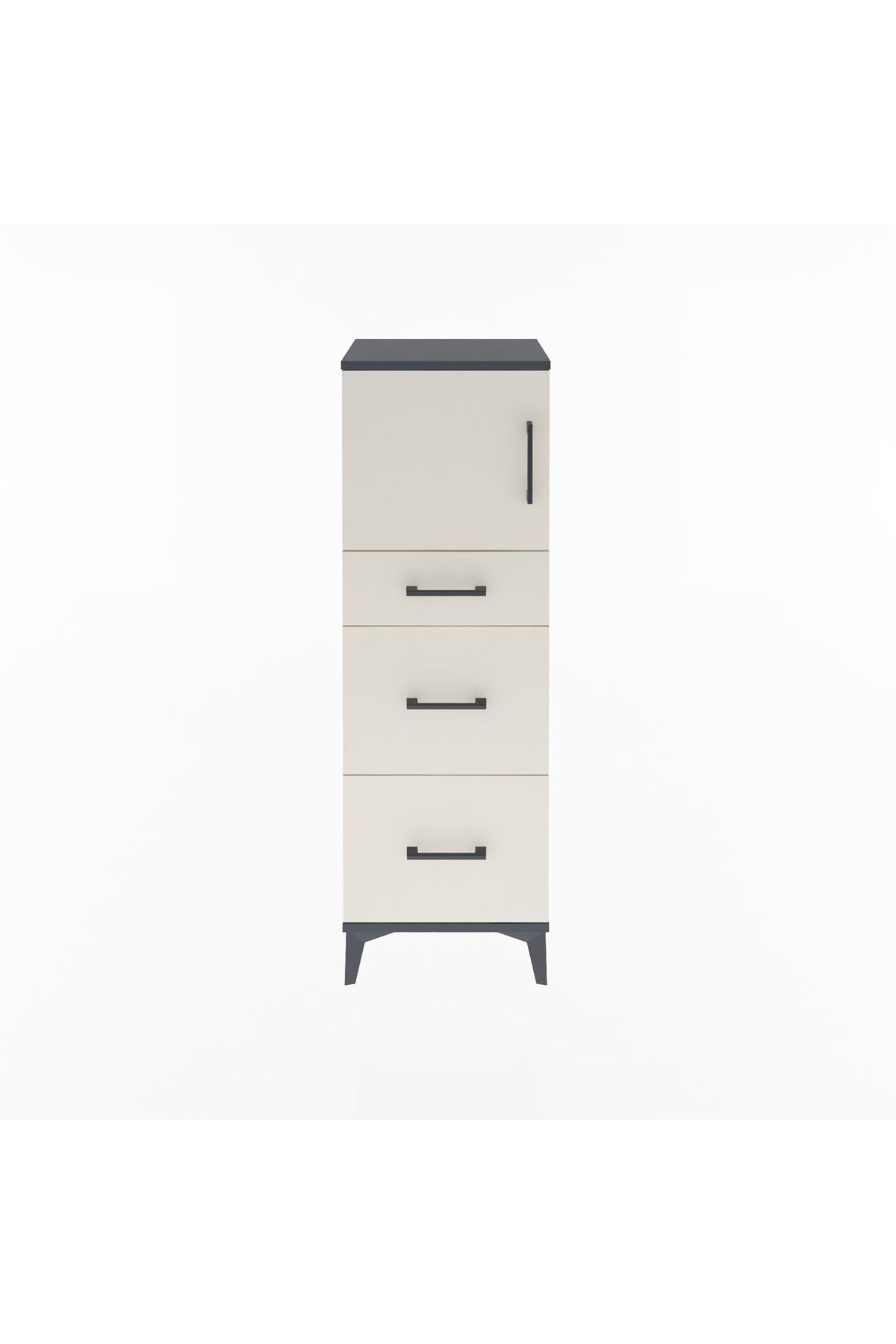 Arges Dolap Tek Raflı 3 Çekmeceli Tek Kapaklı 44x30x134 Antrasit-Aytaşı
