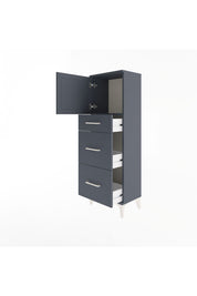 Arges Dolap Tek Raflı 3 Çekmeceli Tek Kapaklı 44x30x134 Antrasit-Antrasit
