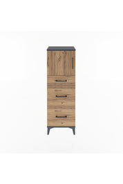 Arges Dolap Tek Raflı 3 Çekmeceli Tek Kapaklı 44x30x134 Antrasit-Çam