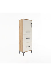 Arges Dolap Tek Raflı 3 Çekmeceli Tek Kapaklı 44x30x134 Çam-Aytaşı