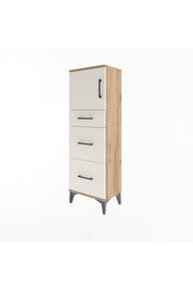 Arges Dolap Tek Raflı 3 Çekmeceli Tek Kapaklı 44x30x134 Çam-Aytaşı