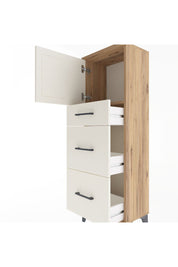 Arges Dolap Tek Raflı 3 Çekmeceli Tek Kapaklı 44x30x134 Çam-Aytaşı