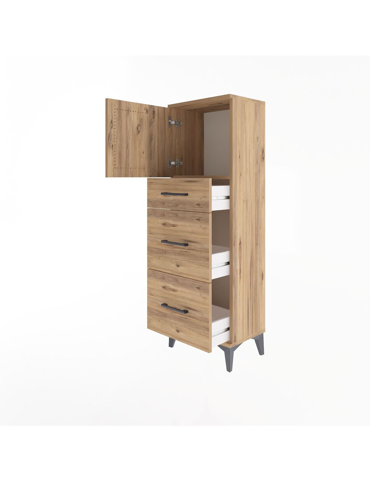 Arges Dolap Tek Raflı 3 Çekmeceli Tek Kapaklı 44x30x134 - S16M011V9A