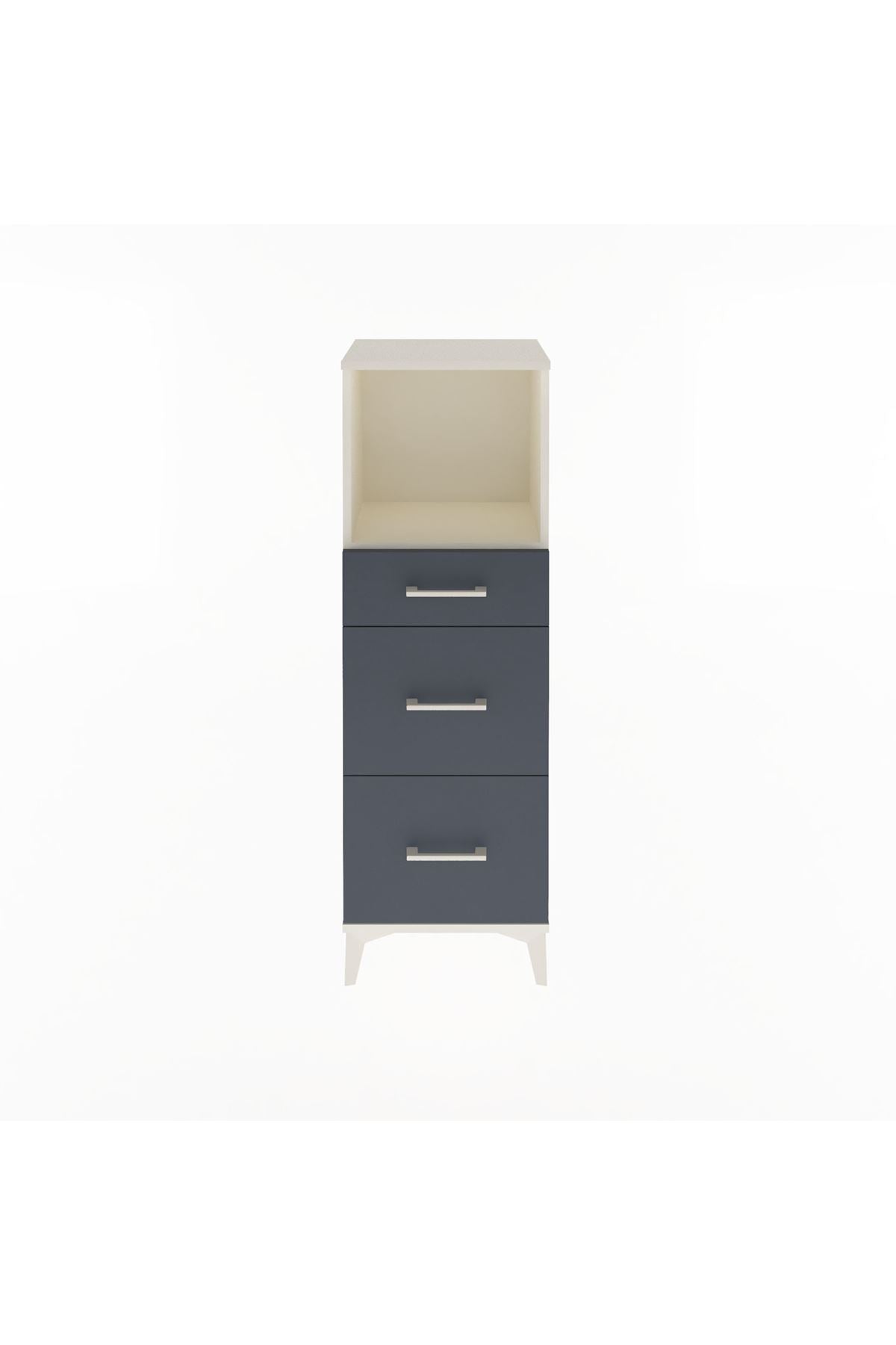 Arges Dolap Tek Raflı 3 Çekmeceli 44x30x134 Aytaşı-Antrasit