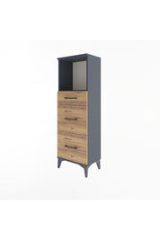 Arges Dolap Tek Raflı 3 Çekmeceli 44x30x134 Antrasit-Çam