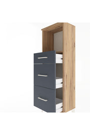 Arges Dolap Tek Raflı 3 Çekmeceli 44x30x134 Çam-Antrasit