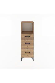 Arges Dolap Tek Raflı 3 Çekmeceli 44x30x134 Çam-Çam