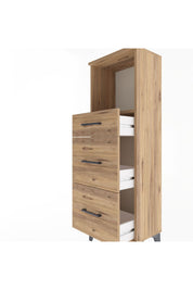 Arges Dolap Tek Raflı 3 Çekmeceli 44x30x134 Çam-Çam