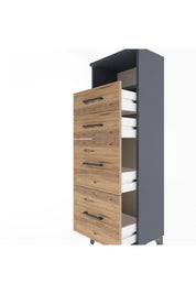 Arges Dolap Tek Raflı 4 Çekmeceli 44x30x134 Antrasit-Çam