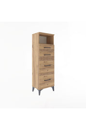 Arges Dolap Tek Raflı 4 Çekmeceli 44x30x134 Çam-Çam