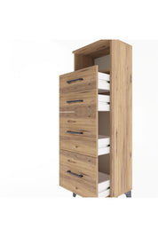 Arges Dolap Tek Raflı 4 Çekmeceli 44x30x134 Çam-Çam