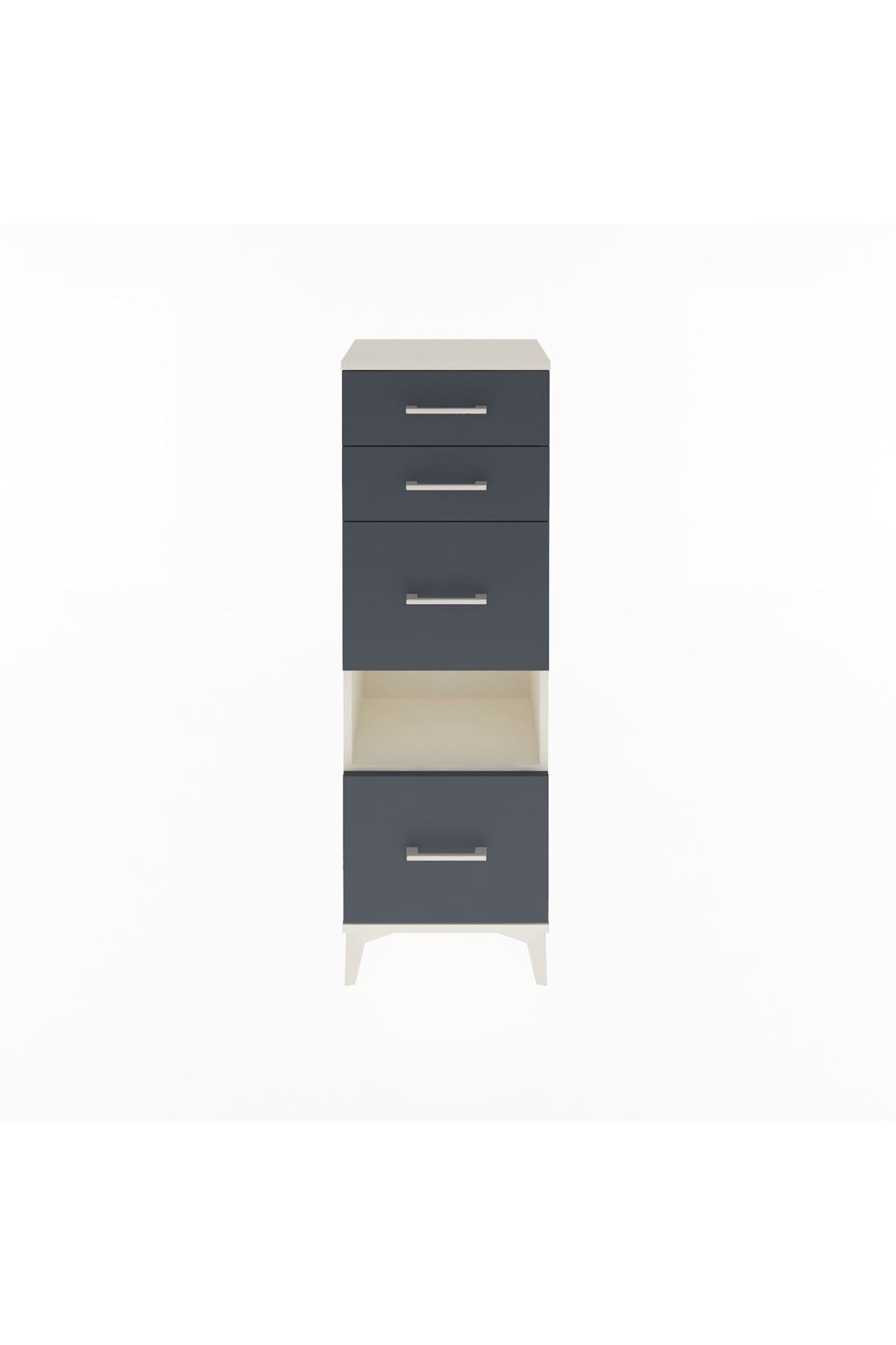 Arges Dolap Tek Raflı 4 Çekmeceli 44x30x134 Aytaşı-Antrasit