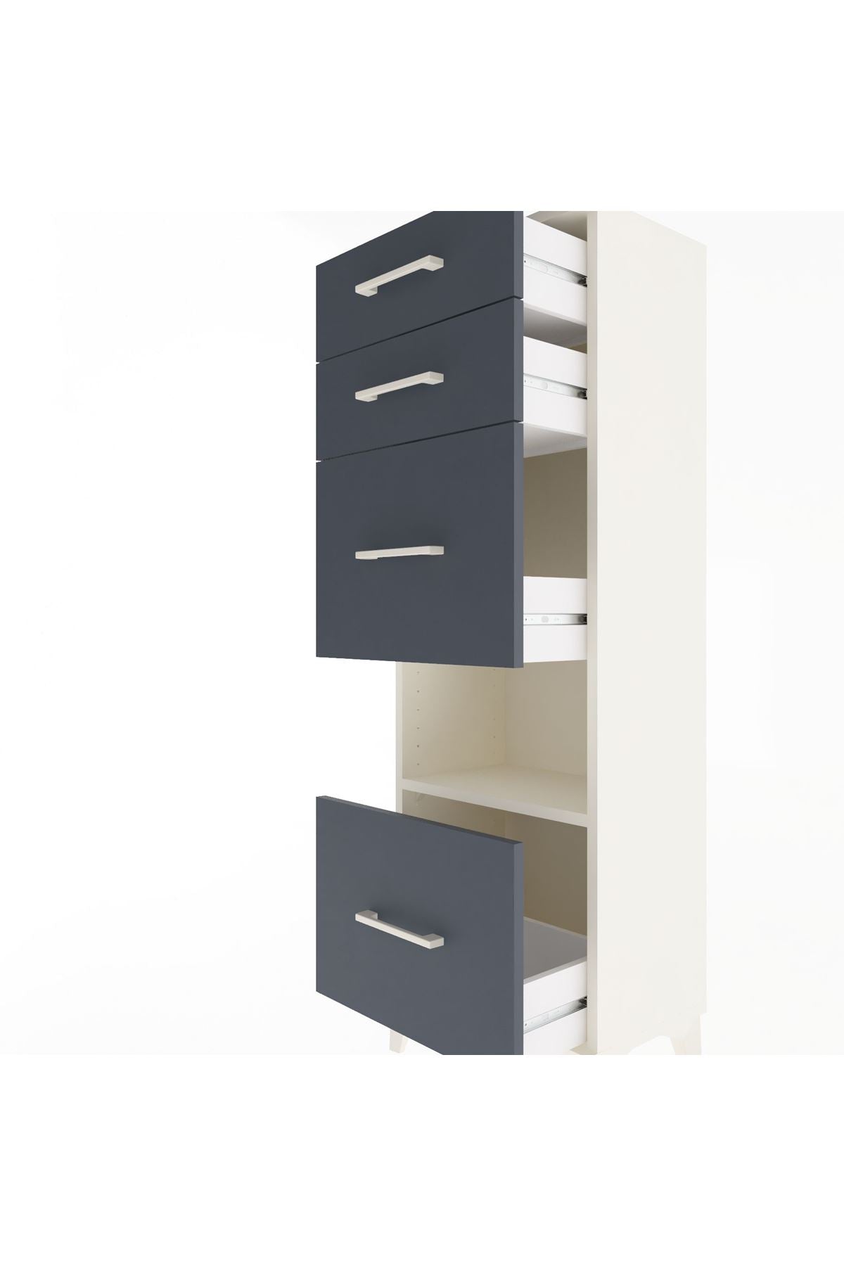 Arges Dolap Tek Raflı 4 Çekmeceli 44x30x134 Aytaşı-Antrasit