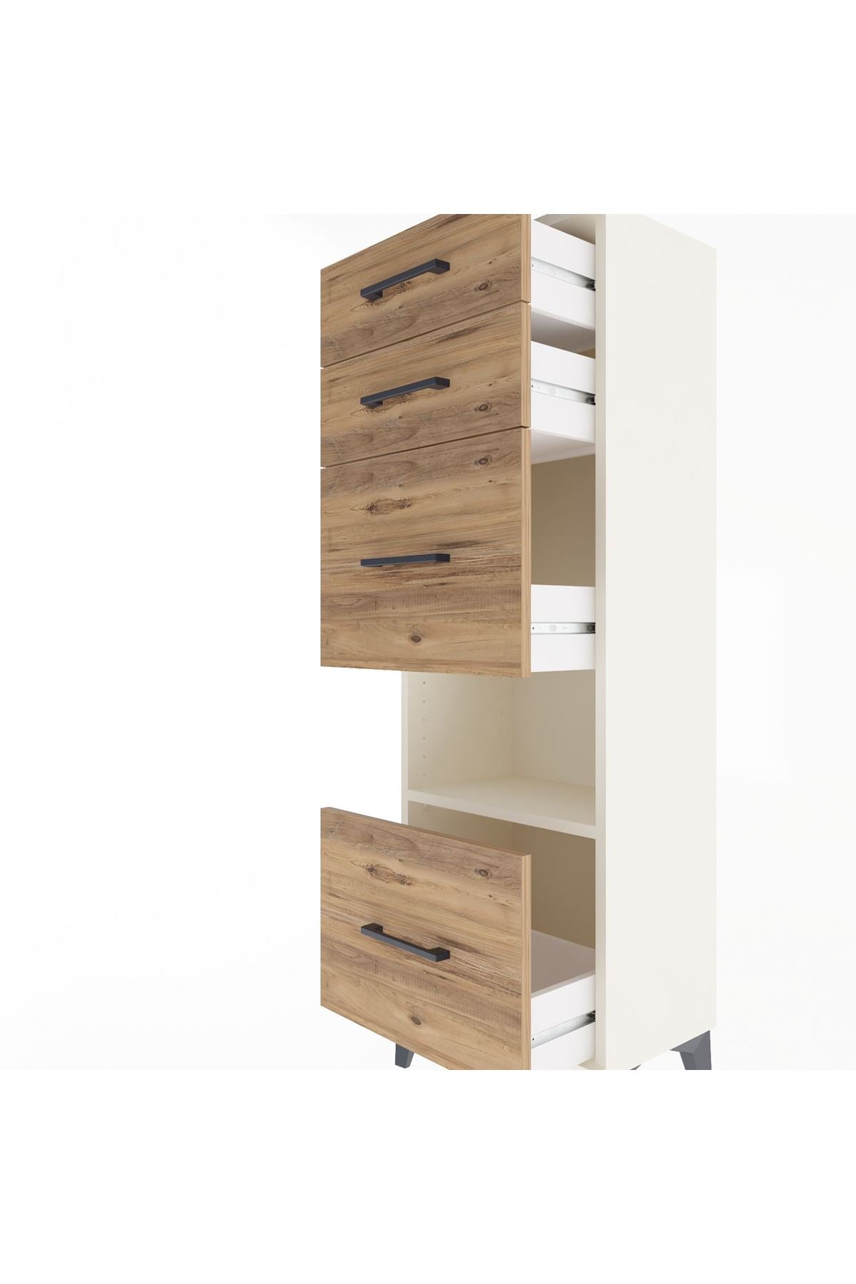 Arges Dolap Tek Raflı 4 Çekmeceli 44x30x134 Aytaşı-Çam