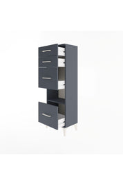 Arges Dolap Tek Raflı 4 Çekmeceli 44x30x134 Antrasit-Antrasit