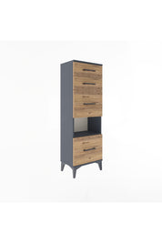 Arges Dolap Tek Raflı 4 Çekmeceli 44x30x134 Antrasit-Çam