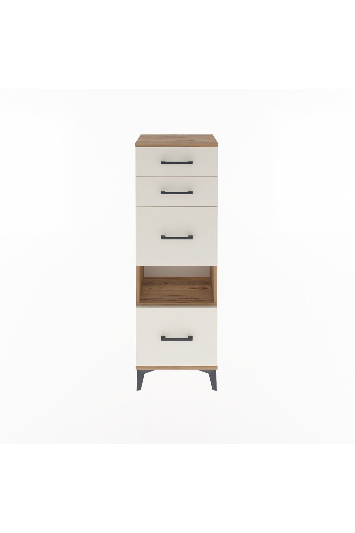 Arges Dolap Tek Raflı 4 Çekmeceli 44x30x134 Çam-Aytaşı