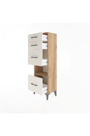 Arges Dolap Tek Raflı 4 Çekmeceli 44x30x134 Çam-Aytaşı