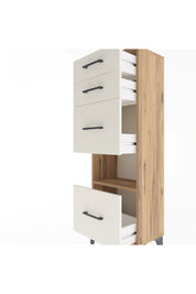 Arges Dolap Tek Raflı 4 Çekmeceli 44x30x134 Çam-Aytaşı