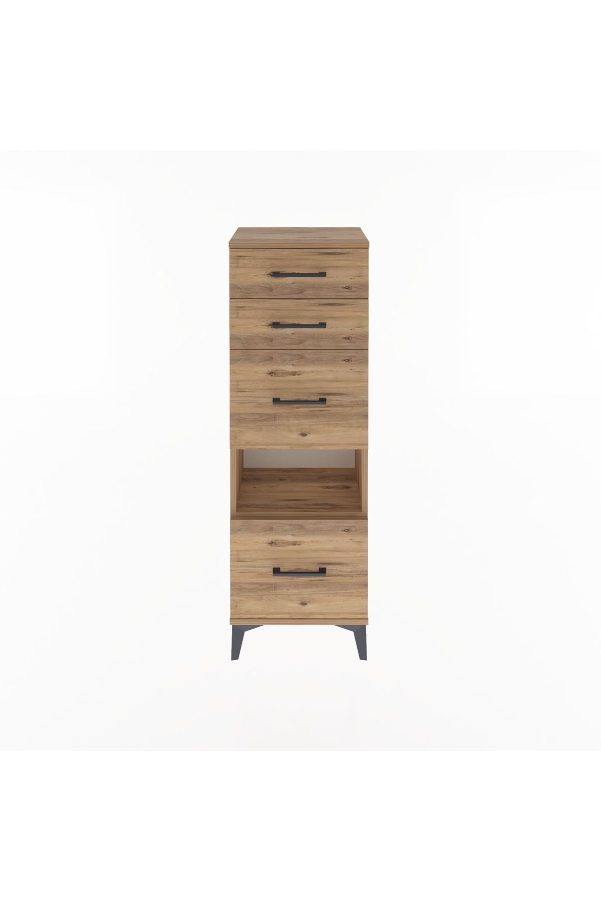 Arges Dolap Tek Raflı 4 Çekmeceli 44x30x134 Çam-Çam