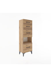 Arges Dolap Tek Raflı 4 Çekmeceli 44x30x134 Çam-Çam