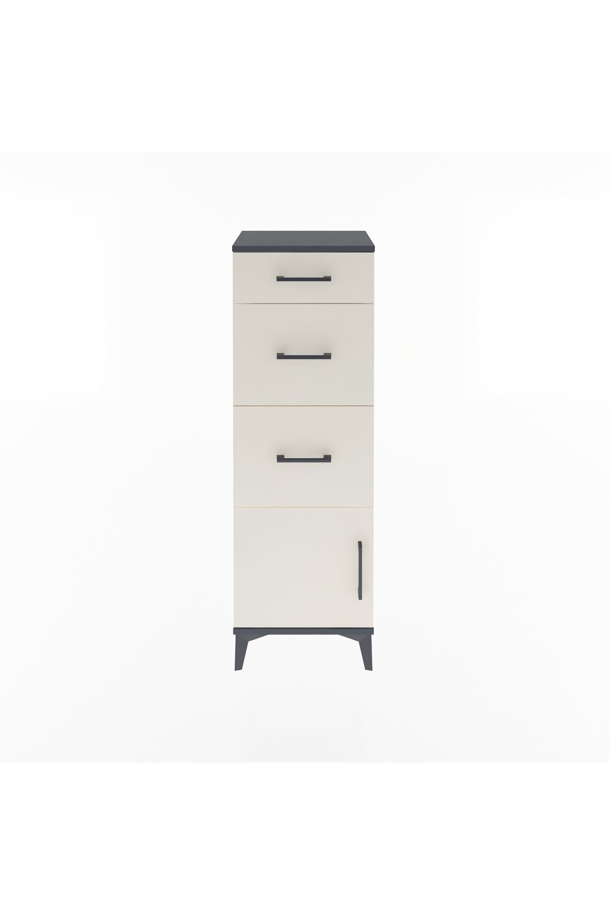 Arges Dolap 3 Çekmeceli Tek Kapaklı 44x30x134 Antrasit-Aytaşı