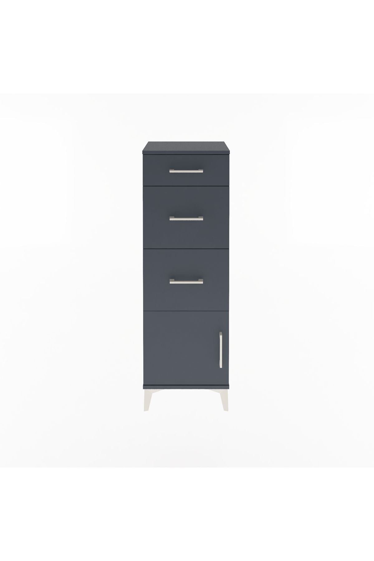 Arges Dolap 3 Çekmeceli Tek Kapaklı 44x30x134 Antrasit-Antrasit