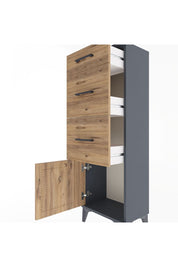 Arges Dolap 3 Çekmeceli Tek Kapaklı 44x30x134 Antrasit-Çam