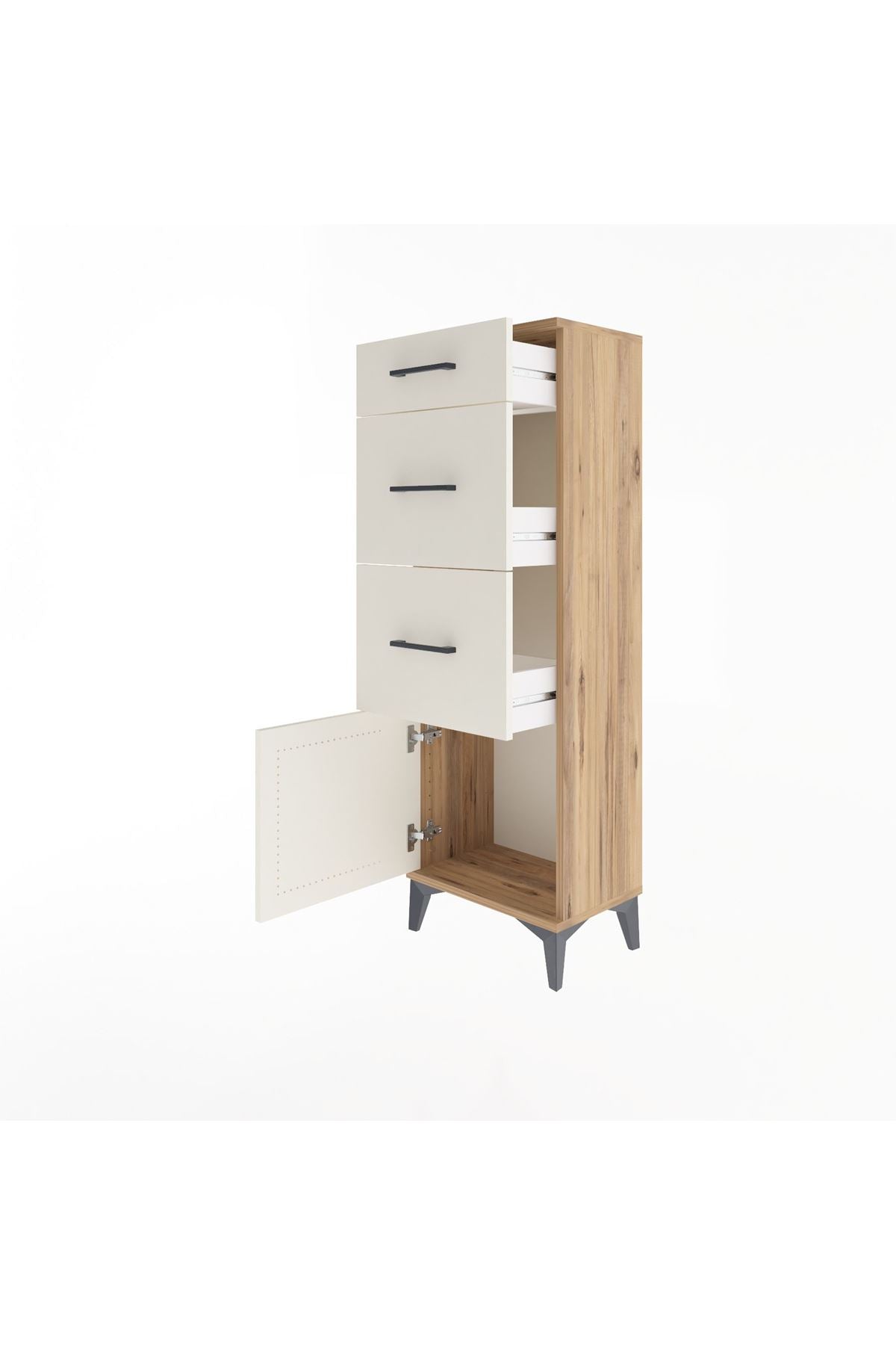 Arges Dolap 3 Çekmeceli Tek Kapaklı 44x30x134 Çam-Aytaşı