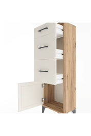 Arges Dolap 3 Çekmeceli Tek Kapaklı 44x30x134 Çam-Aytaşı