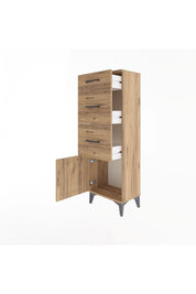 Arges Dolap 3 Çekmeceli Tek Kapaklı 44x30x134 Çam-Çam