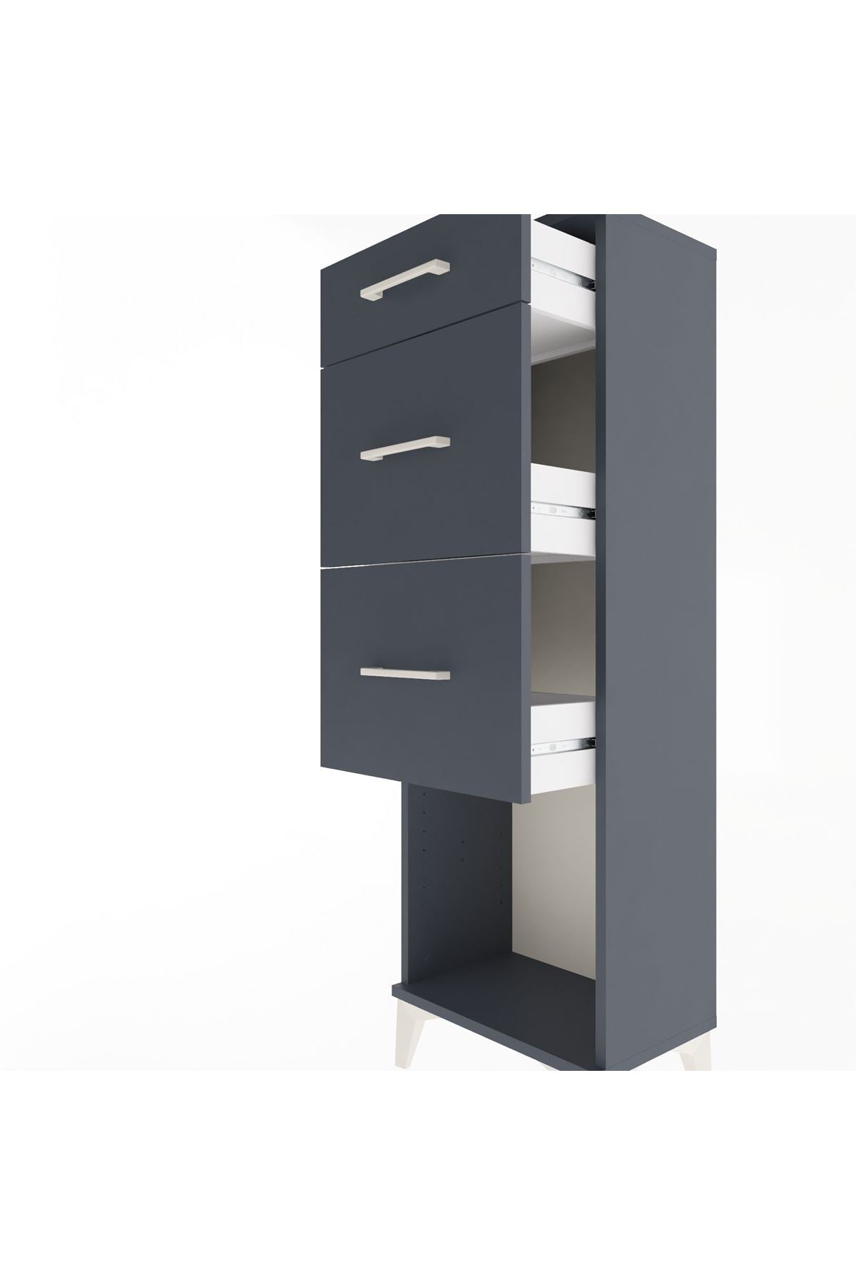 Arges Dolap 3 Çekmeceli 44x30x134 Antrasit-Antrasit