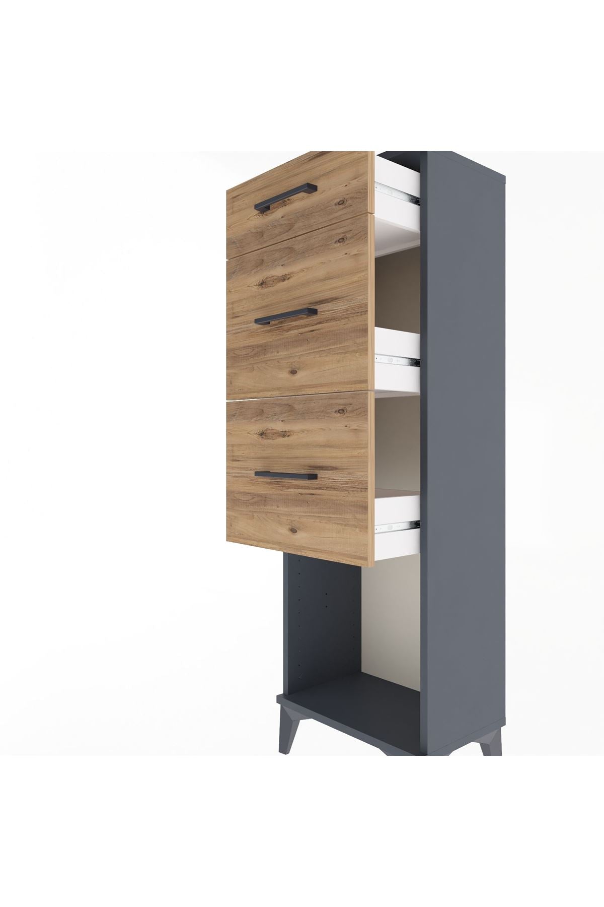 Arges Dolap 3 Çekmeceli 44x30x134 Antrasit-Çam