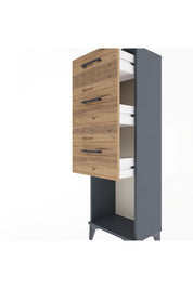 Arges Dolap 3 Çekmeceli 44x30x134 Antrasit-Çam