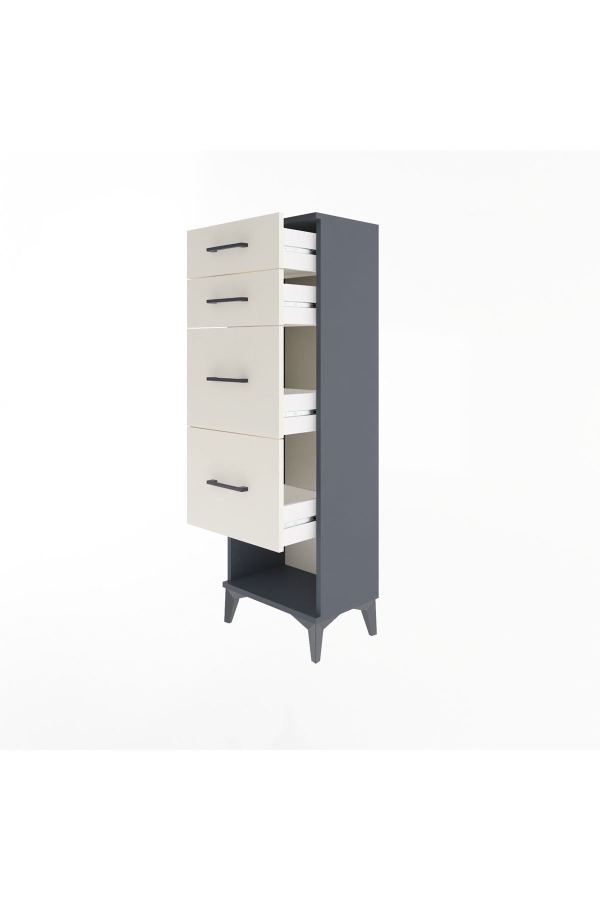 Arges Dolap 4 Çekmeceli 44x30x134 Antrasit-Aytaşı