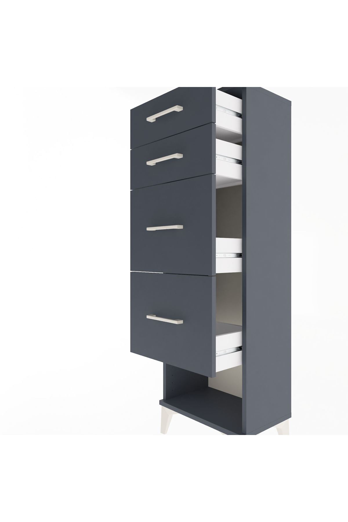 Arges Dolap 4 Çekmeceli 44x30x134 Antrasit-Antrasit