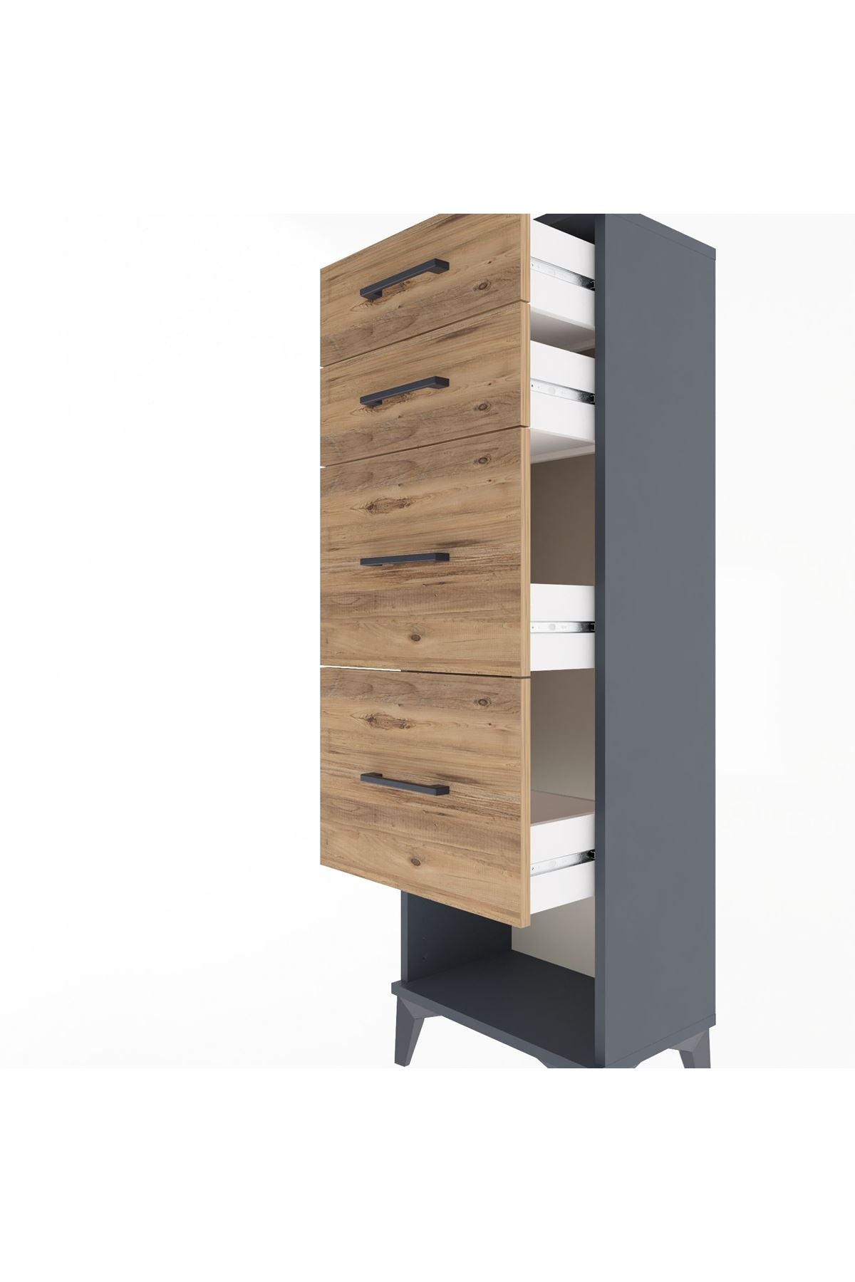 Arges Dolap 4 Çekmeceli 44x30x134 Antrasit-Çam