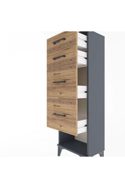 Arges Dolap 4 Çekmeceli 44x30x134 Antrasit-Çam