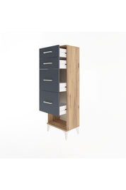 Arges Dolap 4 Çekmeceli 44x30x134 Çam-Antrasit