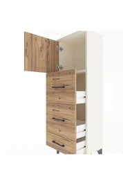 Arges Dolap Tek Raflı 3 Çekmeceli Tek Kapaklı 44x30x134 Aytaşı-Çam