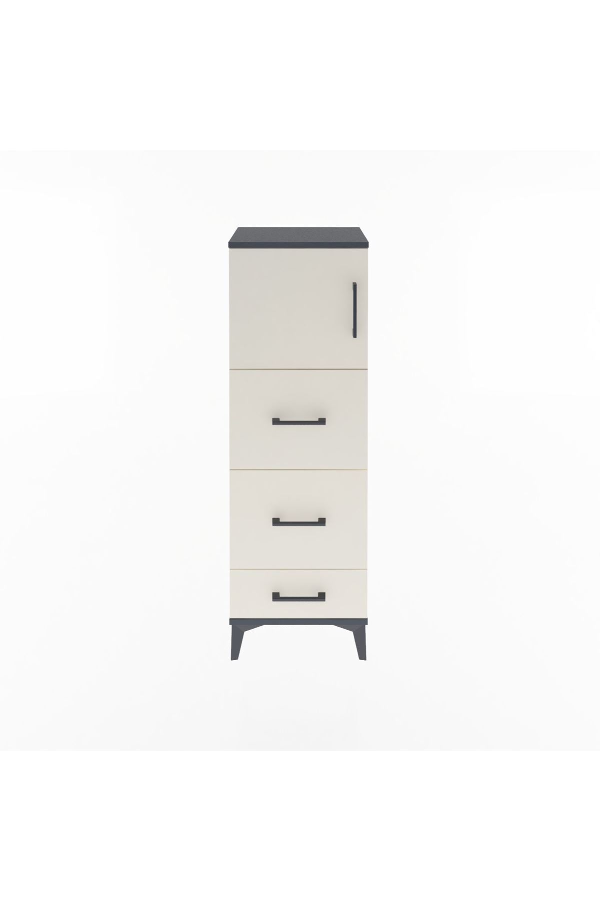 Arges Dolap Tek Raflı 3 Çekmeceli Tek Kapaklı 44x30x134 Antrasit-Aytaşı