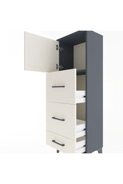 Arges Dolap Tek Raflı 3 Çekmeceli Tek Kapaklı 44x30x134 Antrasit-Aytaşı