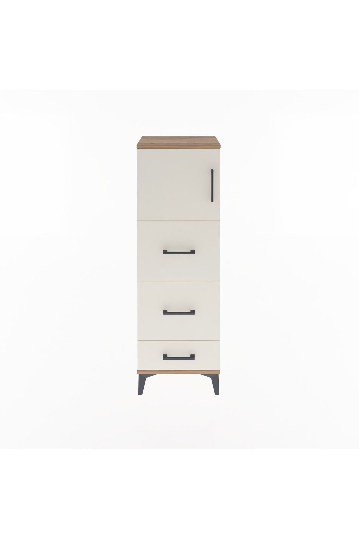 Arges Dolap Tek Raflı 3 Çekmeceli Tek Kapaklı 44x30x134 Çam-Aytaşı