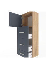 Arges Dolap Tek Raflı 3 Çekmeceli Tek Kapaklı 44x30x134 Çam-Antrasit