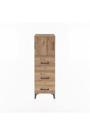 Arges Dolap Tek Raflı 3 Çekmeceli Tek Kapaklı 44x30x134 Çam-Çam