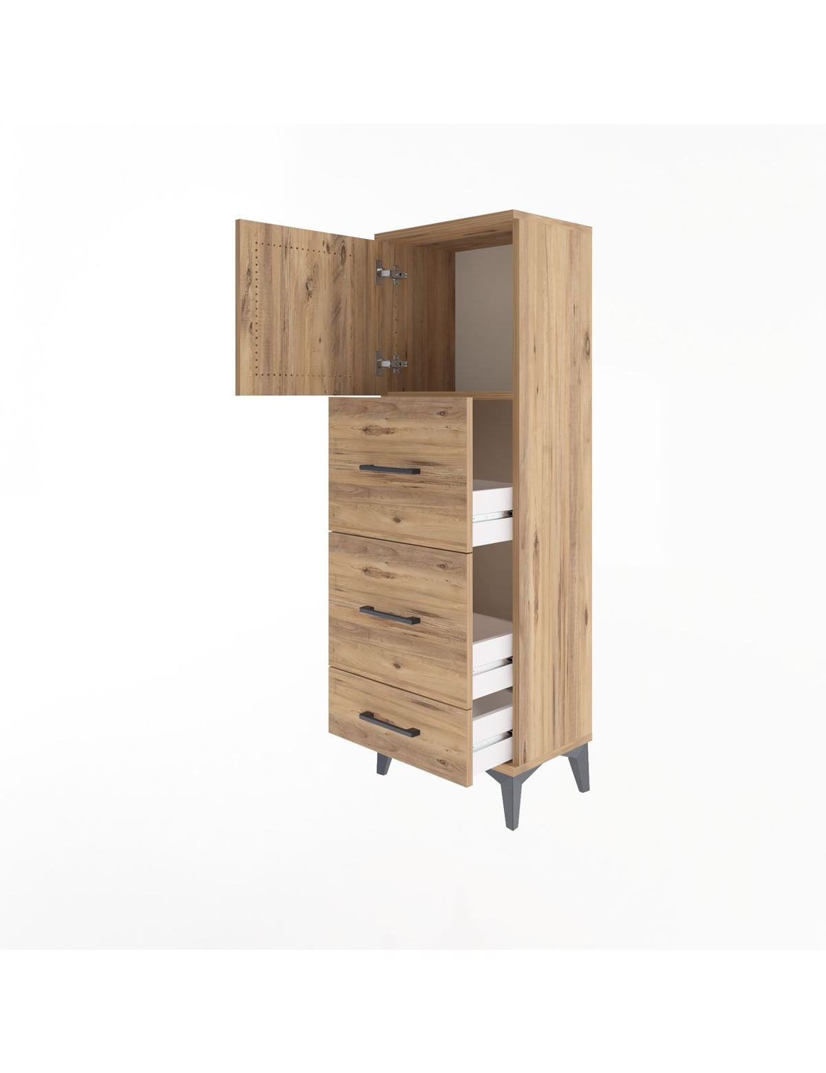 Arges Dolap Tek Raflı 3 Çekmeceli Tek Kapaklı 44x30x134 - S16M018V9A